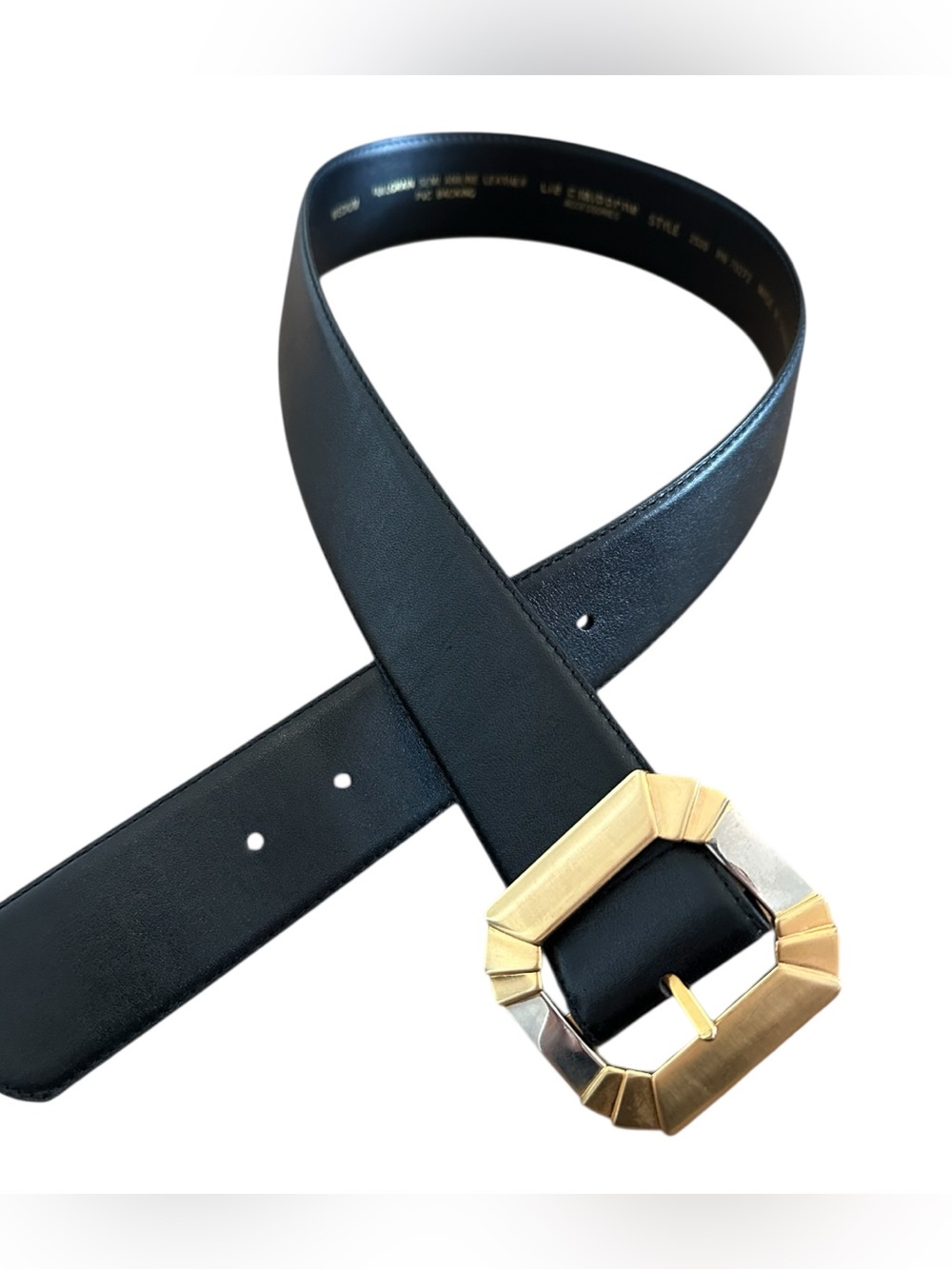 Vintage 1988 Liz Claiborne black full grain aniline leather belt. Size: M
